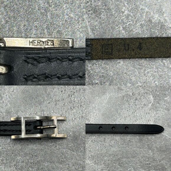 NWT Hermes Hapi 3 MM Black Leather Palladium Wrap Bracelet Buckle With Box - Picture 9 of 16